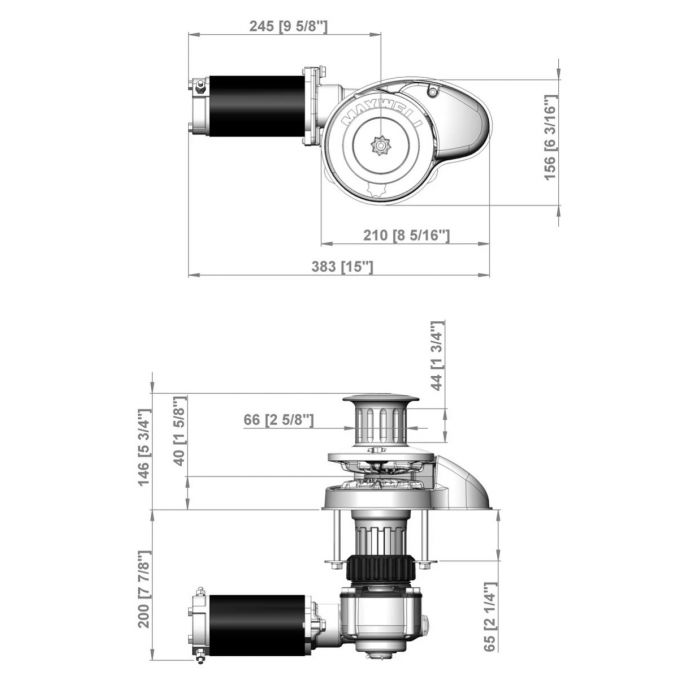 Maxwell Windlass RC8-8 Vertical 12v w/ Capstan