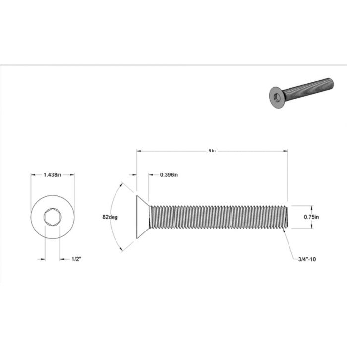 6" Extended Bolt for Sea Swivel Mount
